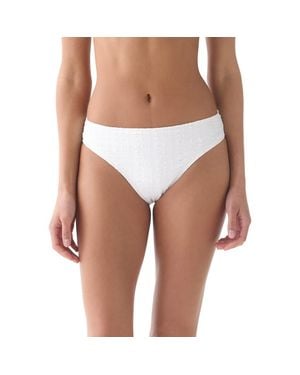 Kate Spade Seersucker High Cut Bikini Swim Bottom Swimsuit - White