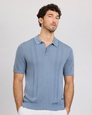 Onia Silk Ribbed Knit Polo - Blue