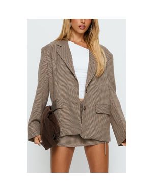 Princess Polly Deane Check Blazer - Natural