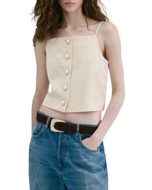 Mango Square Neck Button Front Top - Blue