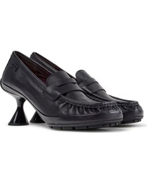 Camper Leather Moccasin Pump - Black