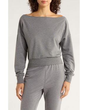 Mpg Flashdance Boat Neck Fleece Sweatshirt - Gray