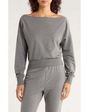 Mpg Flashdance Boat Neck Fleece Sweatshirt - Gray