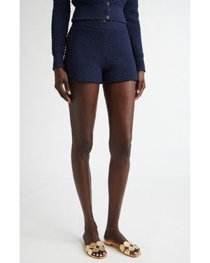 St. John Re-Edition Textured Knit Shorts - Blue