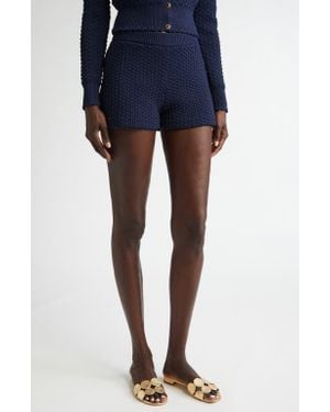 St. John Re-Edition Textured Knit Shorts - Blue