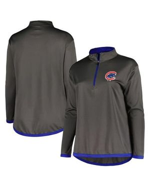 Profile Chicago Cubs Plus Size Quarter-Zip Jacket - Gray