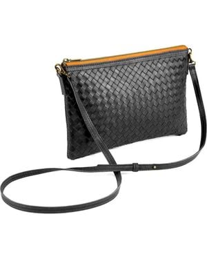 Deux Mains Woven Crossbody Clutch Bag - Gray