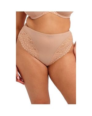 Elomi Tiernie Lace Trim Mesh Briefs - Brown
