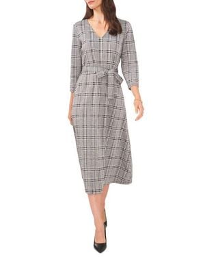 Chaus Glen Plaid Jacquard Midi Dress - Gray