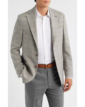 Jack Victor Hampton Tan Glen Check Knit Wool Sport Coat - Gray