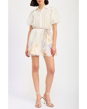 En Saison Taylorann Puff Sleeve Minidress - Natural
