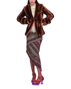 Anna Sui Faux Mink Swing Coat - Red