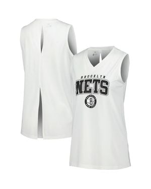 Levelwear Brooklyn Nets Paisley Peekaboo Tank Top - White