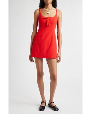 Sandy Liang Naomi Bow Detail Sponge Suiting Sheath Dress - Red