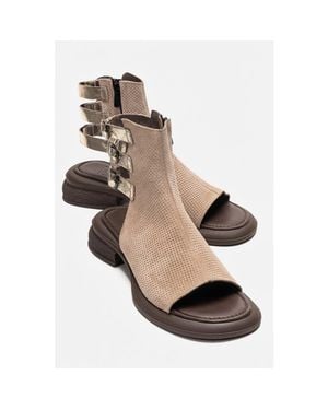 Forever & Always Shoes Carina Leather Side Zip Sandal - Natural