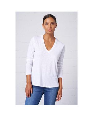 Franne Golde Slub Jersey Long Sleeve Tee - White