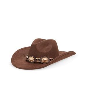 Tasha Western Cowboy Hat With Concho Leather Band - Brown