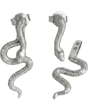 Awe Inspired Mystic Serpent Stud Earrings - Metallic