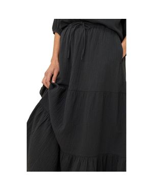 Pact Organic Cotton Coastal Double Gauze Tiered Maxi Skirt - Black