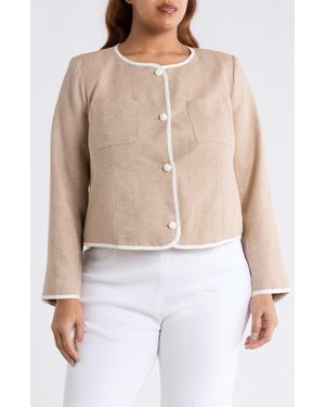 Cece Contrast Trim Jacket - Blue