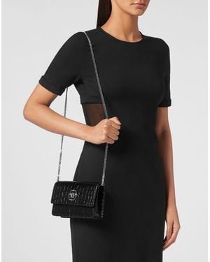 Philipp Plein Clutch Croco Print Hexagon - Black