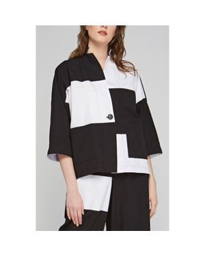 Luukaa Thessaly Poplin Jacket With Horizontal Coupes - Black