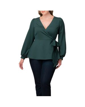 Kiyonna Natasha Print Wrap Top - Green