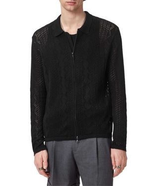 John Varvatos Pietro Organic Cotton Zip Cardigan - Black