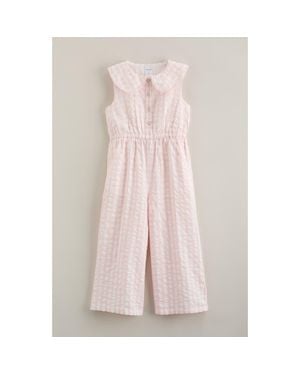 Nordstrom Kids' Peter Pan Collar Cotton Seersucker Jumpsuit - Pink