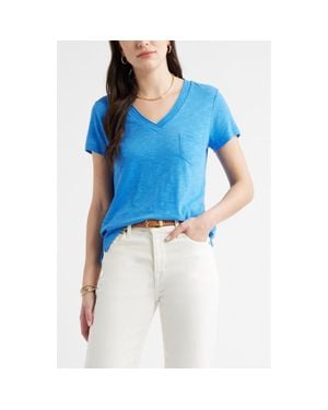 Caslon Cotton & Modal V-Neck T-Shirt - Blue