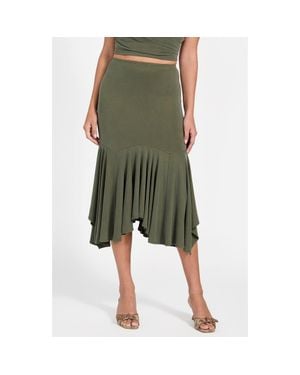 Guess Kenzie Ruffle Midi Skirt - Green