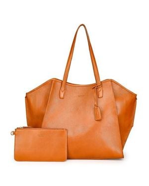 Old Trend Iris Large Leather Carryall Tote - Orange