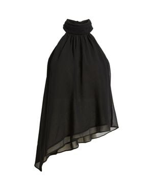 Open Edit Asymmetric Woven Top - Black