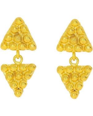 Ottoman Hands Azar Triangle Drop Earrings - Yellow
