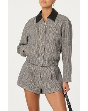 Astr Nelly Herringbone Jacket - Gray