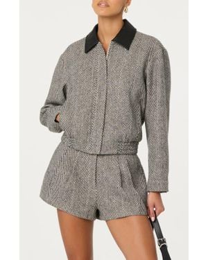 Astr Nelly Herringbone Jacket - Gray