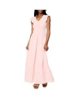 Gibsonlook Flutter Sleeve Cotton Gauze Maxi Dress - Pink