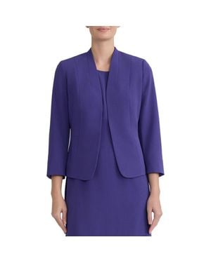 Kasper Seamed Open Front Jacket - Blue