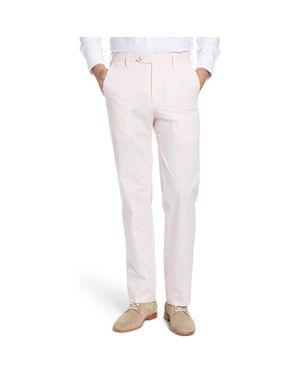 Berle Flat Front Stripe Cotton Seersucker Pants - White