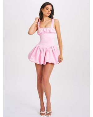Miss Circle Aubrey Satin Bubble Hem Mini Dress - Pink