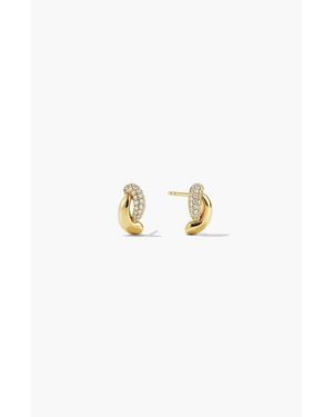 MEJURI Dôme Brioche Pavé Lab Grown Sapphire Huggie Hoop Earrings - Multicolor