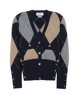 Thom Browne Argyle Cashmere Cardigan - Blue