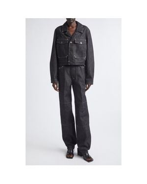 Lemaire Studded High Waist Straight Leg Jeans - Gray