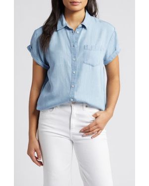 Caslon Chambray Camp Shirt - Blue