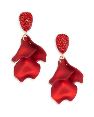 Panacea Crystal Petal Drop Earings - Red