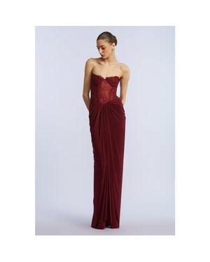 BCBGMAXAZRIA Maxazria Lace & Jersey Gown - Red