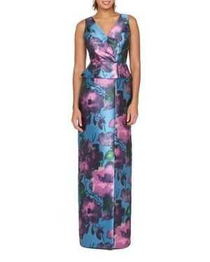 Kay Unger Celeste Column Gown - Blue