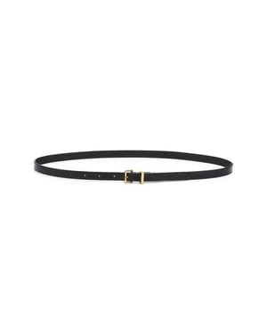 FRAME Petite Square Buckle Skinny Leather Belt - Black