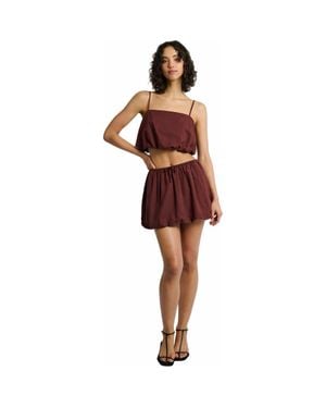 Onia Air Linen Bubble Mini Skirt - Red