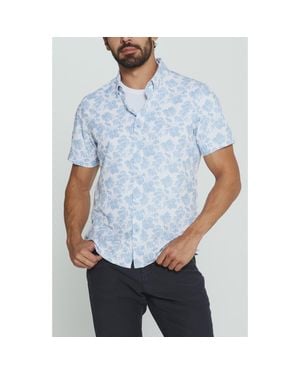 7 Diamonds Lucien Floral Short Sleeve Button-Up Shirt - Blue